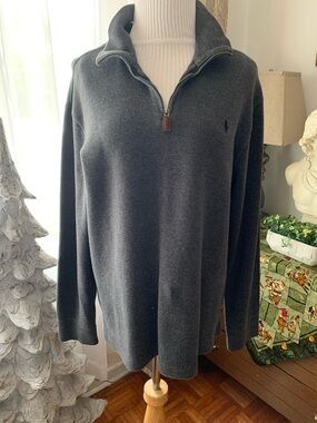 Polo by Ralph Lauren Dark Charcoal Half-Zip Sweater